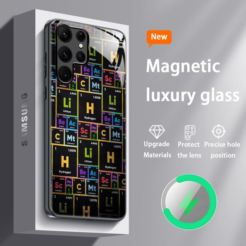 

Periodic Table painting Hot Phone Case For Samsung S26 S25 S24 S23 S22 S21 S20 Plus Ultra Glass Magnetic Case Galaxy S22 Ultra 5G