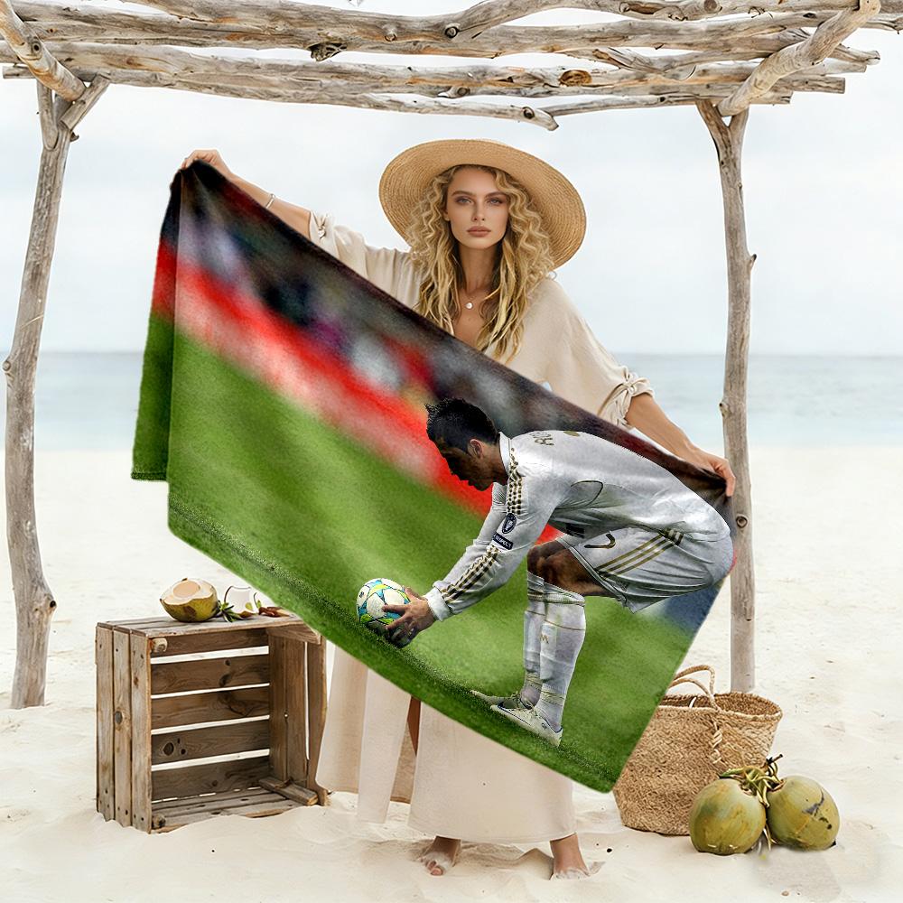 Cristiano Ronaldo Action Beach Towel Quick-Dry Soft Microfiber Comfortable Lightweight