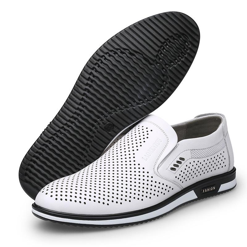 Old Man Head Summer Hollow Leather Sandals Business Casual Men's Shoes Comfortable Breathable Leather Shoes Men's Hole Shoes 95268