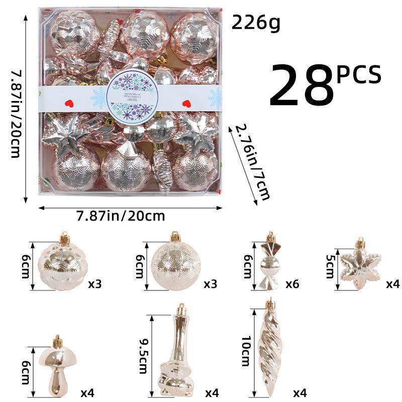 

Irregular Christmas Ornaments 28PCS Set: Ribbed Balls, Mushrooms, Ice Strip Decorations 20×20×7 cm шампанского