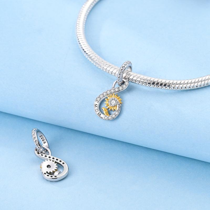 Charm Bead Charms Authentic Copper Sunflower Mothers Day Pendant Bead Charms Compatible With Bracelets Women Jewellery Diy Fine Gift Accessory