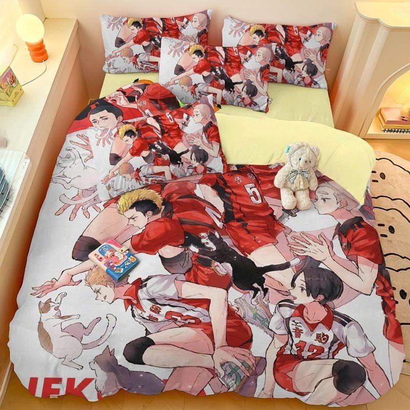 Haikyuu Duvet Cover Volleyball Youth 3D Bokuto Manga Collage Printing Bedding Set Comforter Bed Youth Home Decor Girls Boys Gift