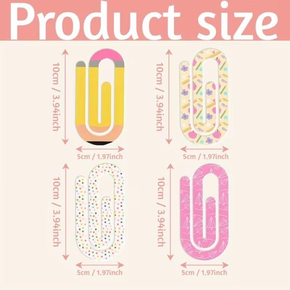 4pcs Classroom Theme Paperclip Bookmark Acrylic Notebooks Paper Clips  Note Decor