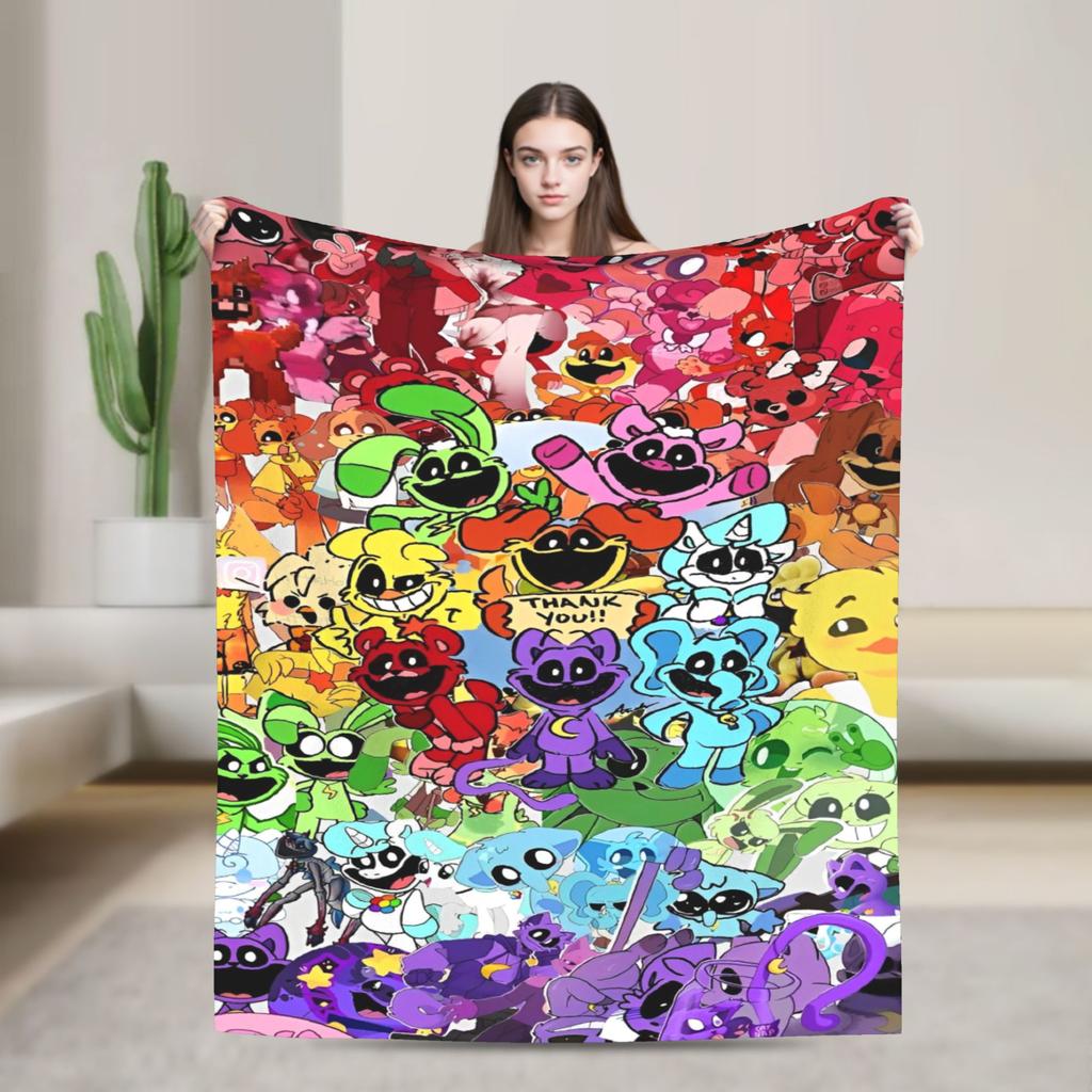 Cartoon S-Smiling Critters Anime Blankets Game Plush Novelty Warm Throw Blanket for Home Autumn/Winter