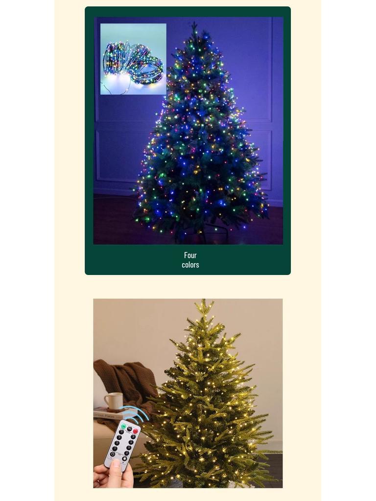 Starry Sky Christmas Tree Garland with Dark Green Copper Wire Lights