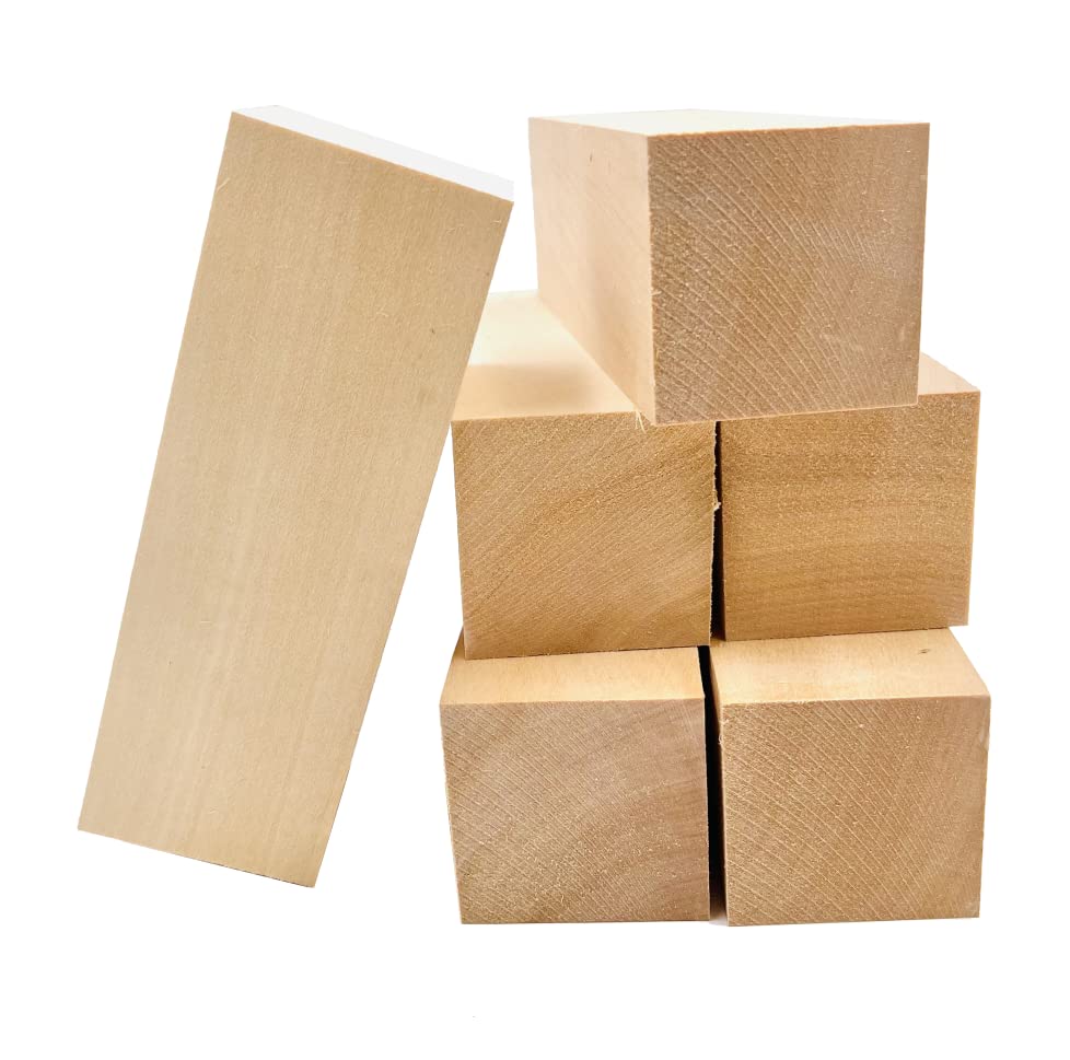 Thiecoc Set mit 6 15cm x 5cm x 5cm Hinoki Zypressenholzblöcken für Handgemachtes Unfertiges Weichholzset für Anfänger Schnitzen, Holzarbeiten, Astfrei,