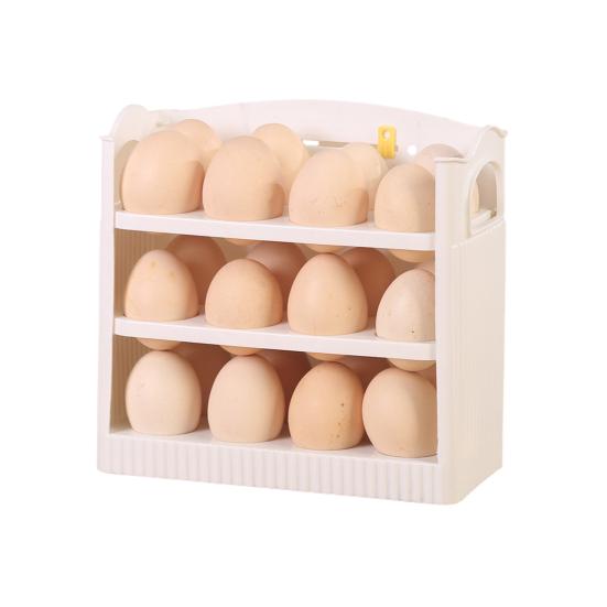 Ящик для хранения яиц на 24 яйца, большая вместимость, 3-уровневый выдвижной дизайн, держатель для яиц в холодильник, вертикальные изогнутые пазы, органайзер для холодильника