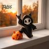 Halloween Pumpkin Skull Figurine Little Ornament, 3D Printed Decor, Cute Desktop Seasonal Spooky Party Supplies for Home Table Decoration And Festive