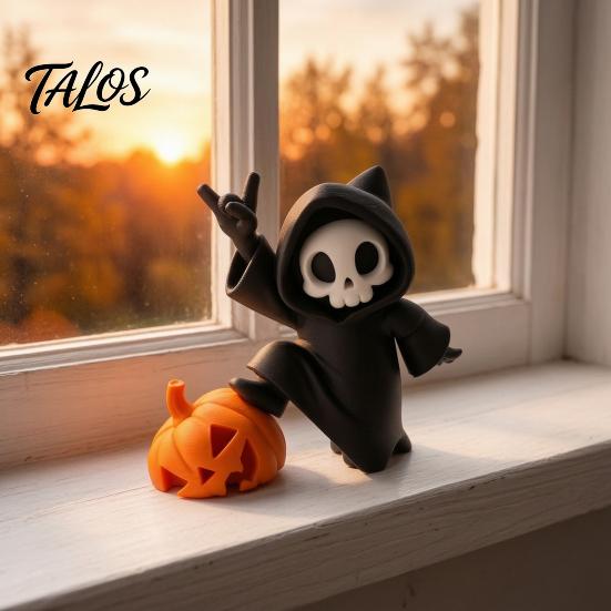 Halloween Pumpkin Skull Figurine Little Ornament, 3D Printed Decor, Cute Desktop Seasonal Spooky Party Supplies for Home Table Decoration And Festive