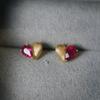 Ancient Gold Craftsm Matte Ruby Heart-Shaped Earings Stud Fashion Simple Red Gemstone Earrings For Women Charms Fine Jewelry