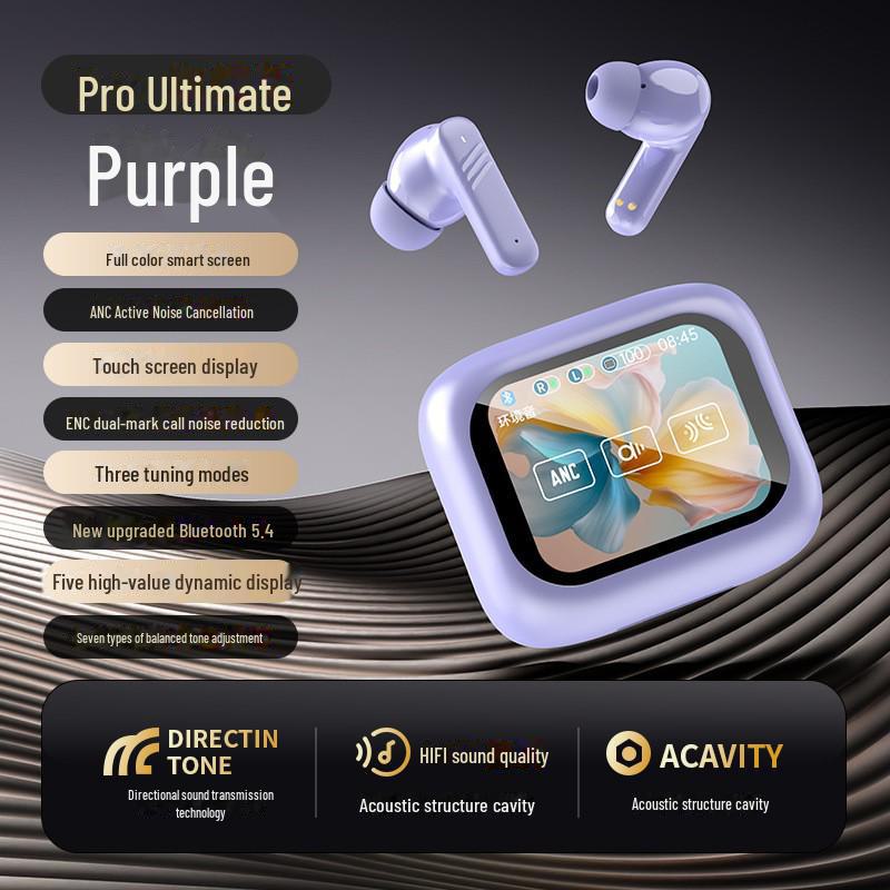 AI-Powered Wireless In-Ear Bluetooth Headset with TFT Touchscreen, ANC+ENC Noise Reduction