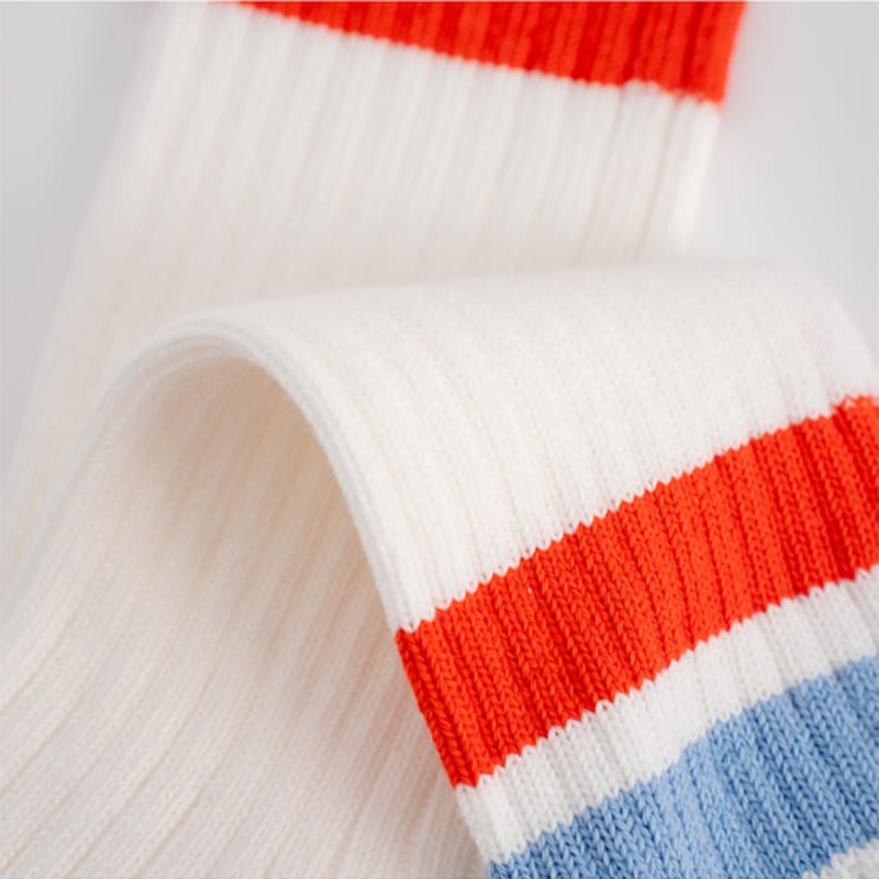 ROND&DEMARRER [Unisex] Signature Strick Socken Mittlere Wade (Gestreifte Version)