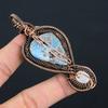 Natürlicher Karibischer Larimar, Rosenquarz Stein Kupferdraht Wickel Anhänger 3.54 v1q58
