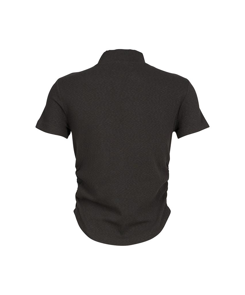 OEUVA Charcoal Soft Half-Neck Short Sleeve Top
