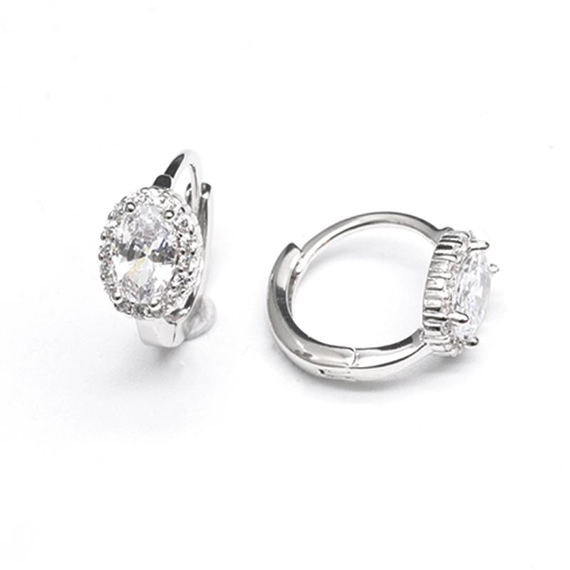 Fine Jewelry Elegant Simple Oval Zircon Hoop Earrings 925 Sterling Silver Mini Hoop Earrings for Women серебряный