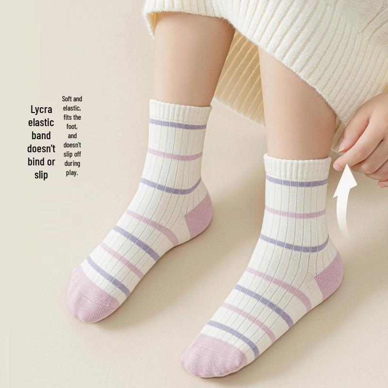 2025 Seamless Cotton Princess Mid-Calf Socks for Big Girls - Spring & Autumn Styles