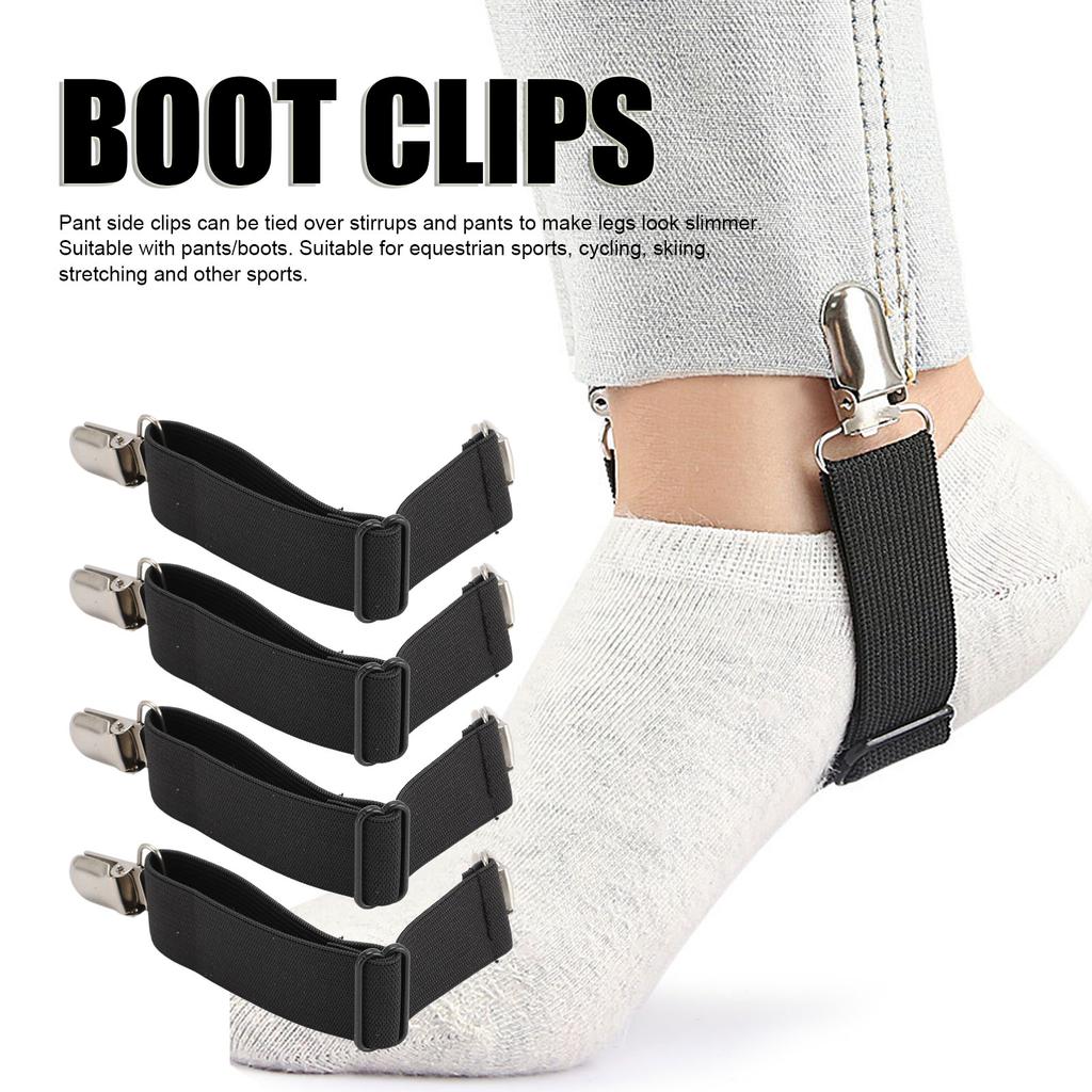 4PCS Boot Clips Adjustable Boot Straps Multifunctional Elastic Non Slip Pant Stirrups Clips for Stirrups Pants