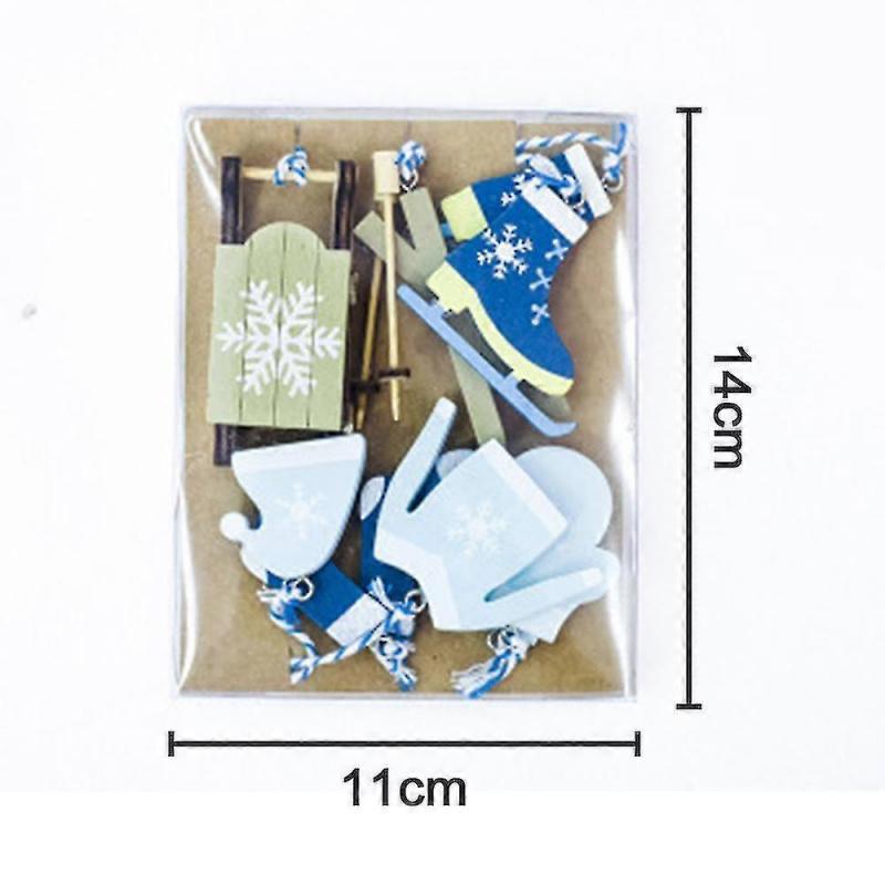 7pcs Christmas Tree Ornaments Winter Sports Christmas Wooden Tags