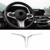 For BMW 5 Series G30 2018- ABS Silver Steering Wheel U-Type Cover Trim 2PCS