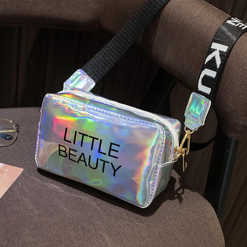 2023 Korean Style Women's Laser Print Crossbody Square Bag - Casual PU Shoulder Handbag
