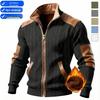 2025 Autumn/Winter Men's Color Block Stand Collar Fleece Zipper Jacket.