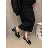 Niche design thick heel single shoes early autumn square head small leather shoes retro Mary Jane shoes women's shoes