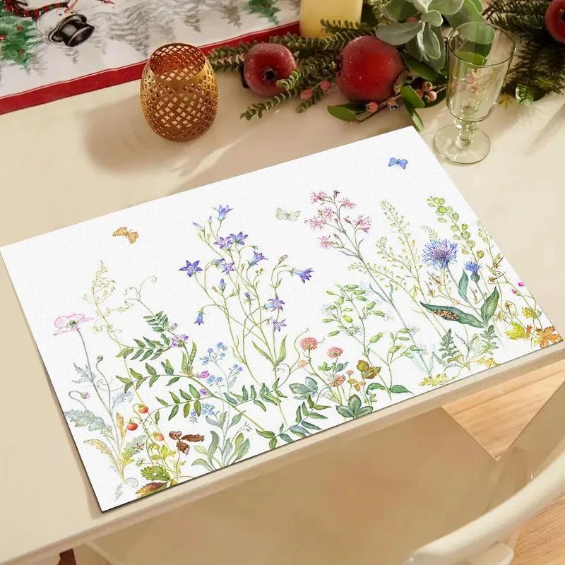 1PC Summer Eucalyptus Placemats for Dining Table Decoration Spring Seasonal Holiday Decoration Vintage Linens Table Mats