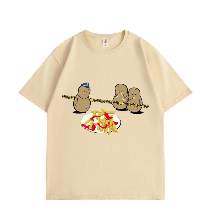 Kartoffelmord Lustiges Meme T-Shirt Hohe Qualität Mode Kurzarm T-Shirts Herren Damen Lässig Locker Baumwolle T-Shirts