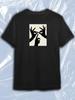 TeeSensation Black Crew Neck Short Sleeve T-Shirt with Hands Forming Eyes Black Silhouette Print