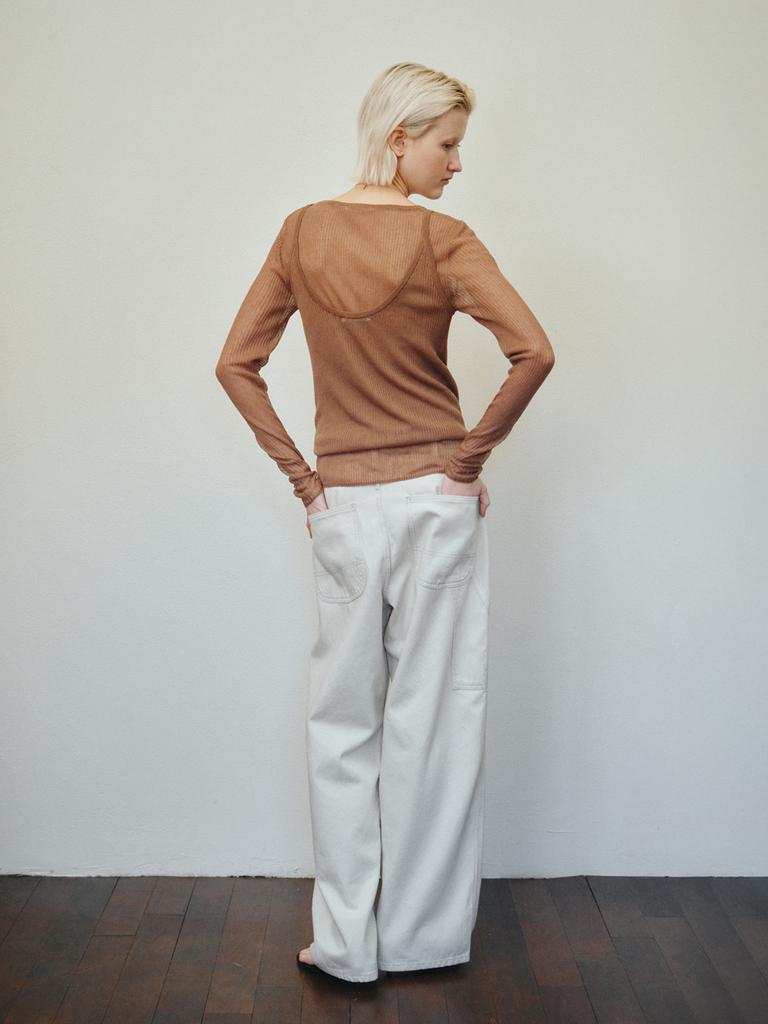 Reply Ribbed Layered Cardigan Set_Brown