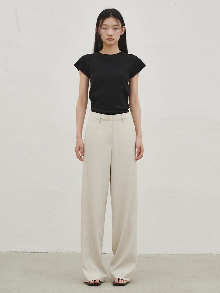 NOUVE Linen Wide Curved Pants - Ivory