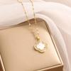 Titanium Steel Lucky Four-Leaf Clover Zirconia Mother-Of-Pearl Necklace New Tide Simple Temperament Necklace Net Red Women's Necklace