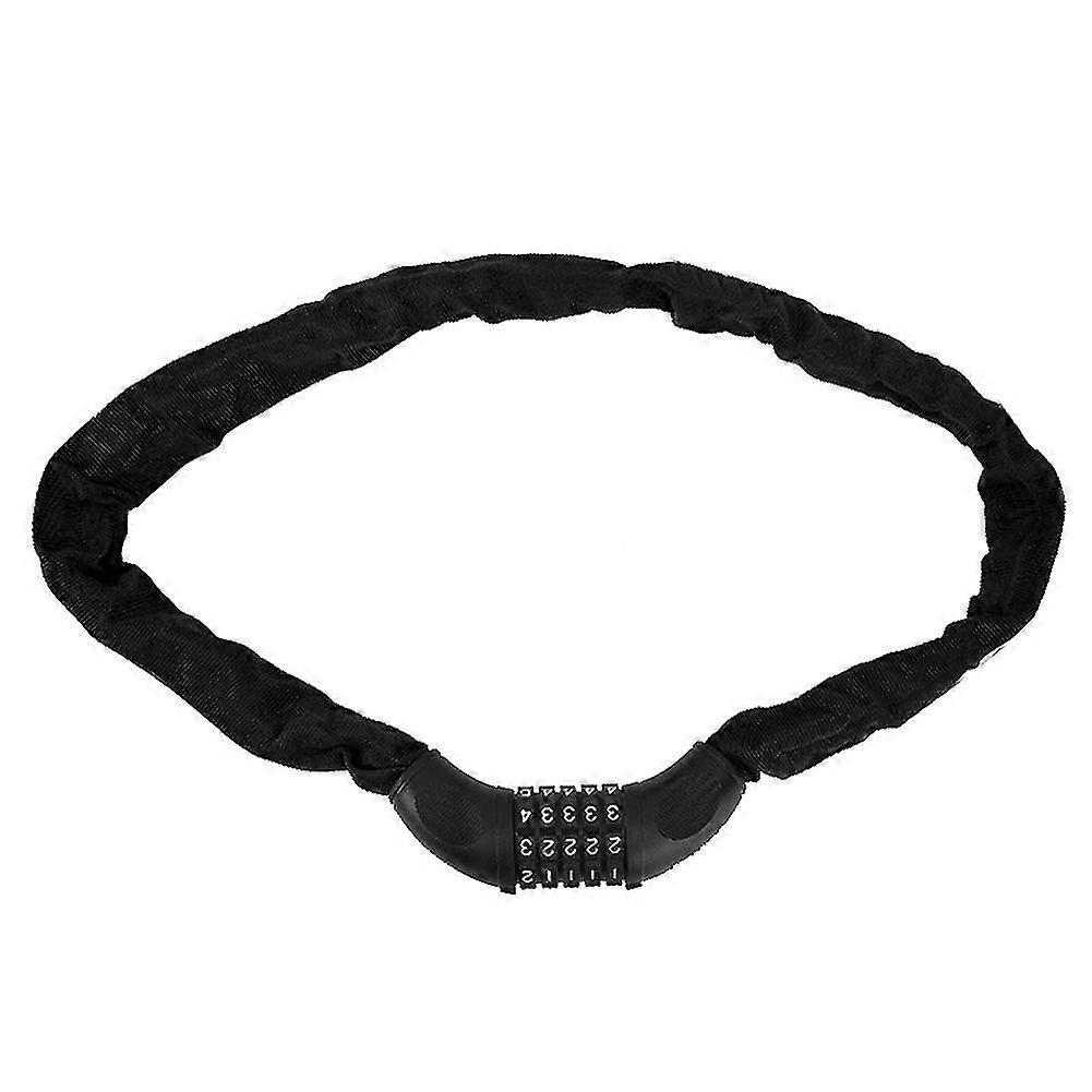 Anti-Theft Bike Steel Chain Cipher Lock with 5-Digit Password - Black