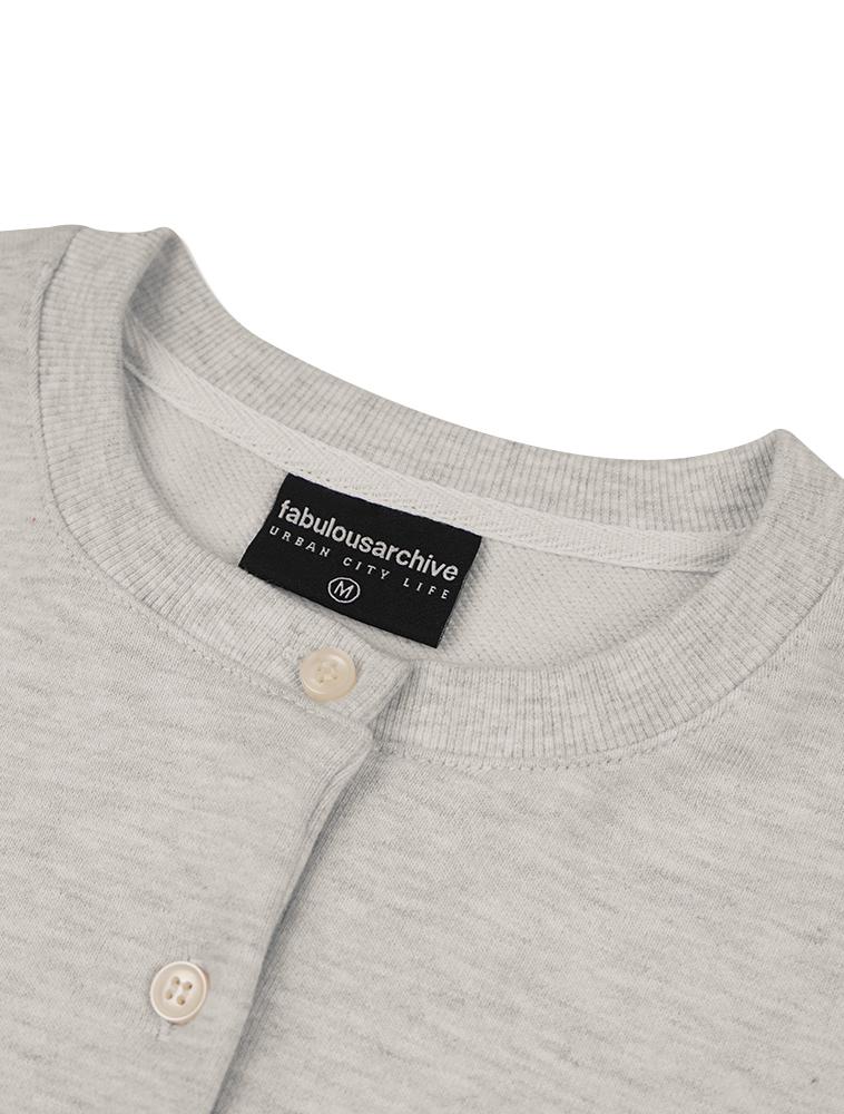 LA MAISON STUDIO Women'S Crop Classic Logo Embossed Embroidery Heavy Terry Henley Neck Oatmeal (Fcd3Ts708W)