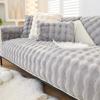 Rabbit Plush Sofa Cover Living Room Thicken Winter Warm Wave Strip Sofa Towel Mat Non-slip Soft Couch Cushion Protector Cover