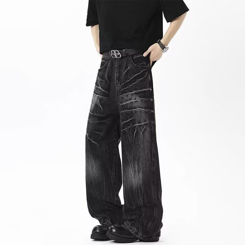 Женские прямые джинсы JYL Американский винтаж Рваные Летние Свободные Широкие Джинсовые Брюки L амарантовый