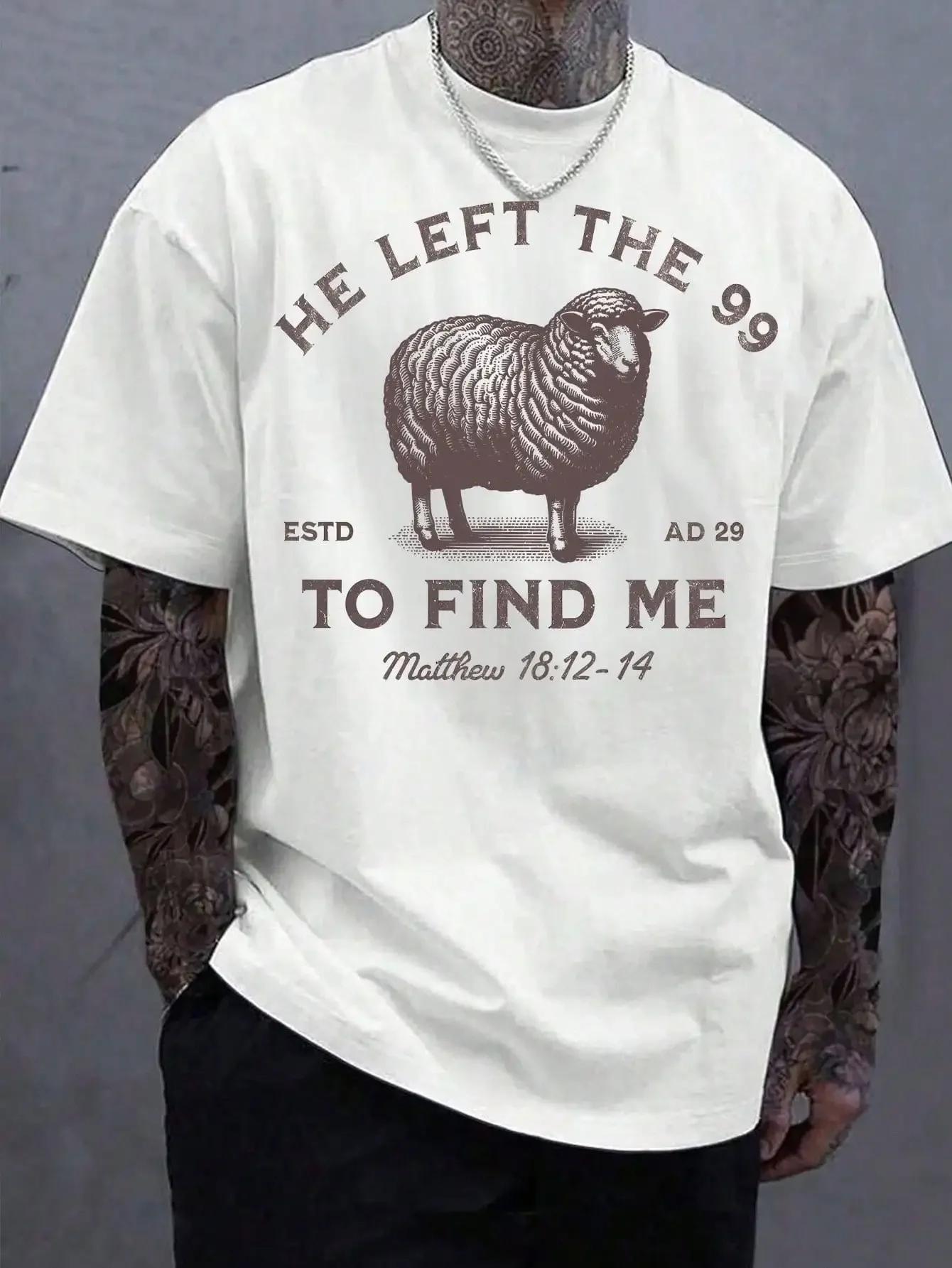 Manfinity Dauomo 99 T Shirts Jesus Left The Lord Is My Shepherd T Shirt Christian T Shirt  He Left 99 To Save Me T Shirt S