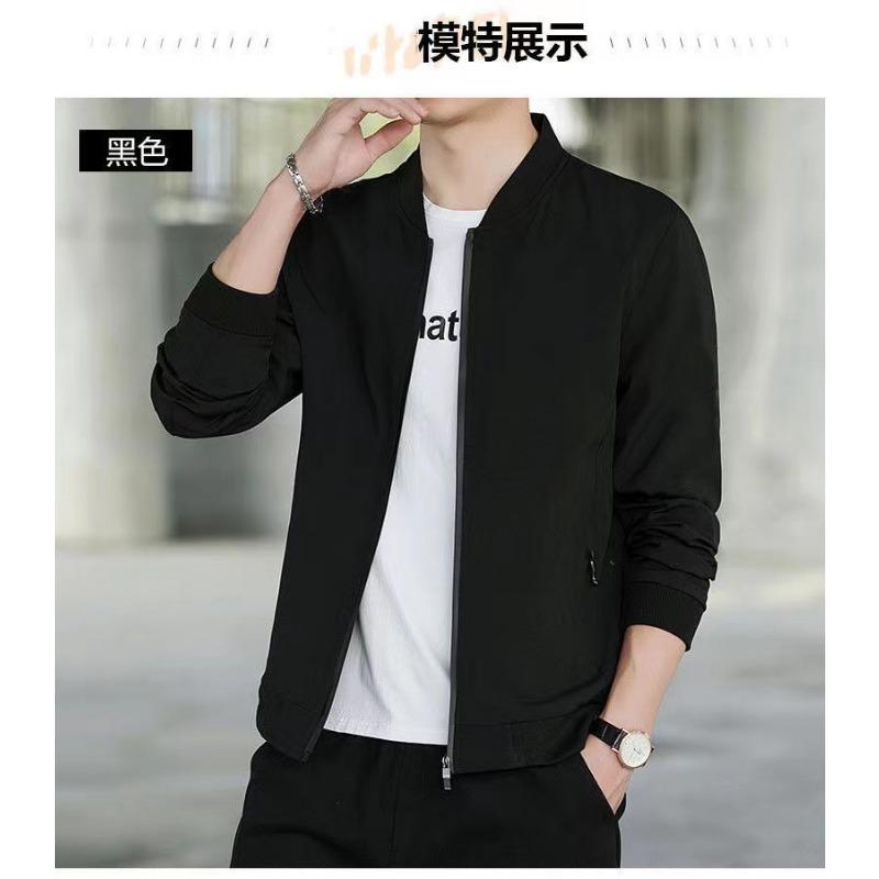 Men S Casual Baseball Jacket Spring Autumn Solid Long Sleeve Coat