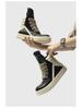 2024 Autumn/Winter Men's Trendy Genuine Leather High-Top Black & White Thick-Soled Boots