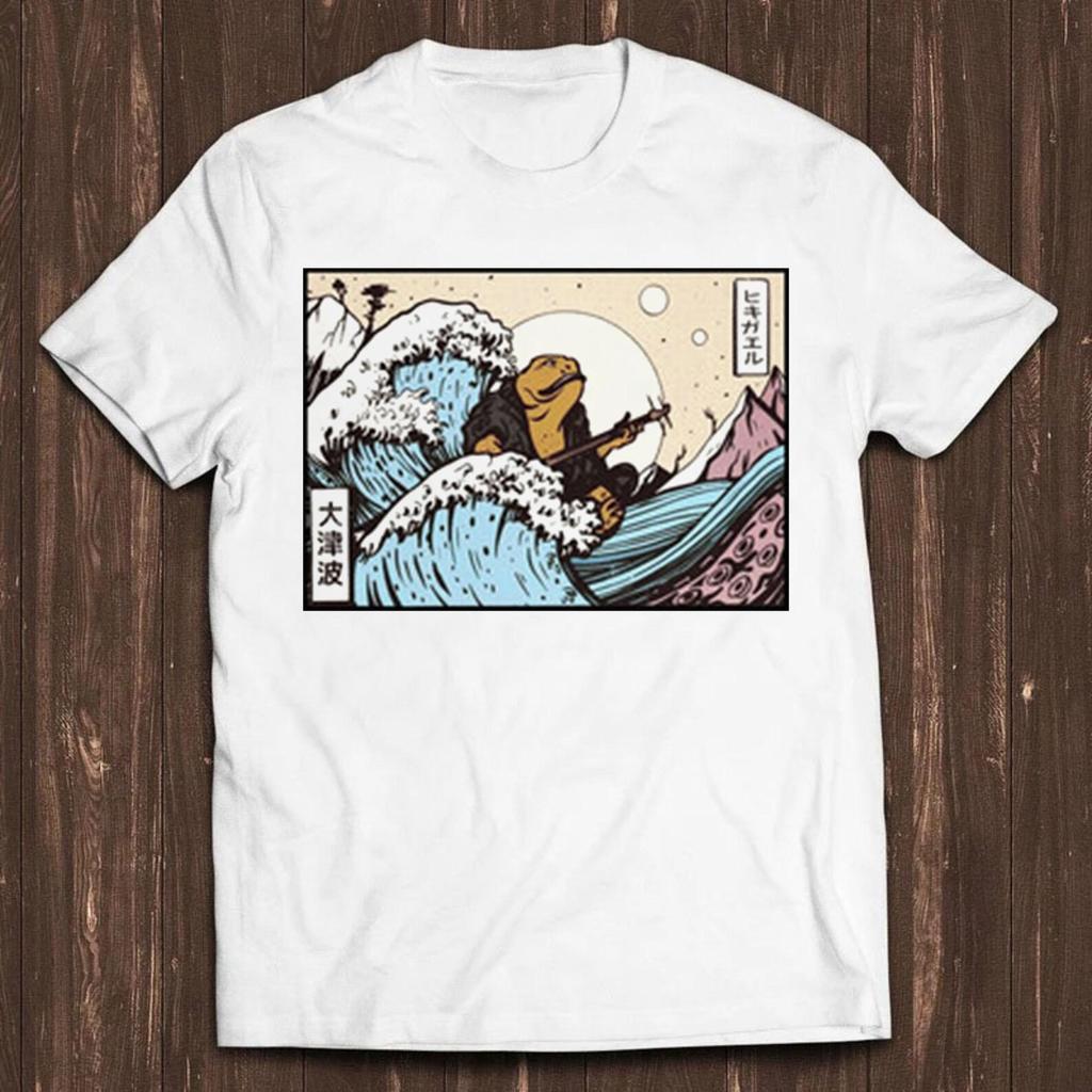 Japanese Toad Frog Playing Banjo Guitar The Great Wave Off Kanagawa Movie Music Joke Fashion Art Retro Funny Parody Gift Tee Mens Kids T Shirt C1590