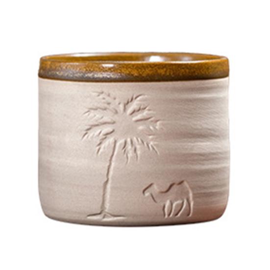 Middle Eastern Coffee Mug Rustic Ceramic Cup with Artistic Pattern Spill-Proof Ergonomic Grip Drinking Vessel for Hot Coffee And Hot Chocolate S
