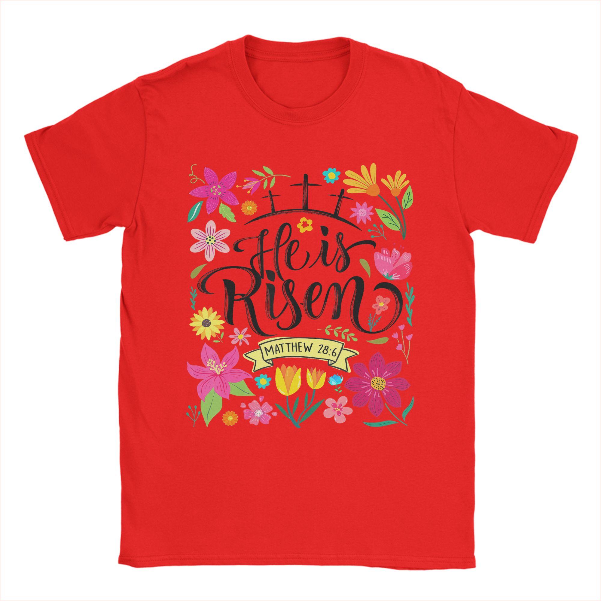 

He Is Risen Mattew 286 Boho Floral Christian Easter T Shirts 100 Cotton Tops Casual Short Sleeve Round Neck Tees TShirt S