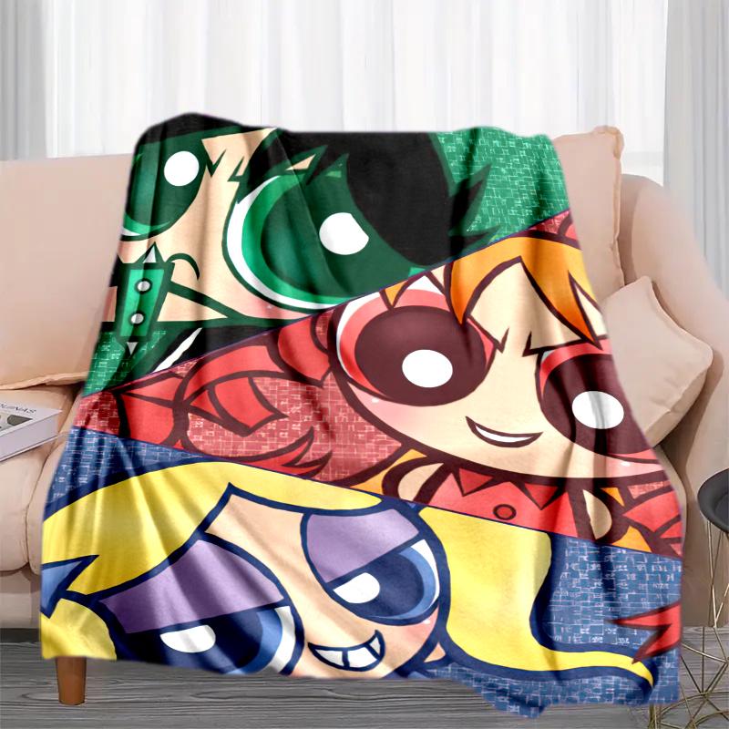 1PC The Powerpuff Girls printed blanket, all season lightweight home office outdoor nap multifunctional blanket A9