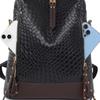 Women's Woven Soft Leather Backpack Large Capacity Color Contrast Multi-Purpose Travel Backpack