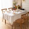 Ying Cross-Border Cotton Linen Embroidered Tablecloth, French Retro American Style, Rectangular.