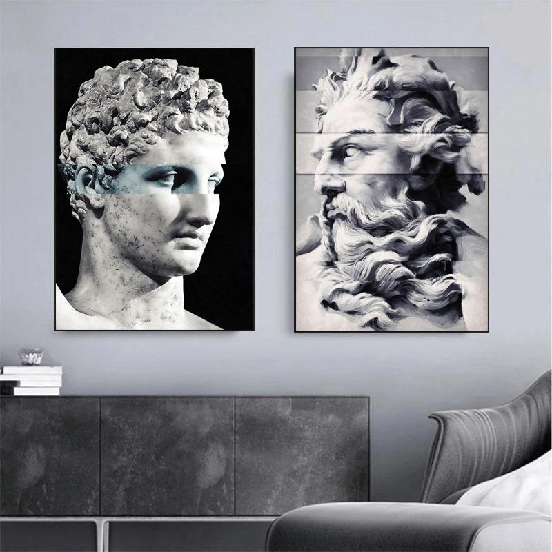 Vintage Ölgemälde einer Skulptur der antiken griechischen Mythologie von David Medusa Poster Leinwandgemälde Wandkunst Bilder Heimdekor