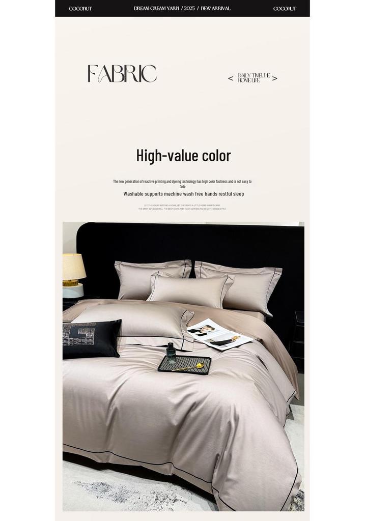 2026 Premium Gray Satin Cotton Four-Piece Bedding Set DREAM