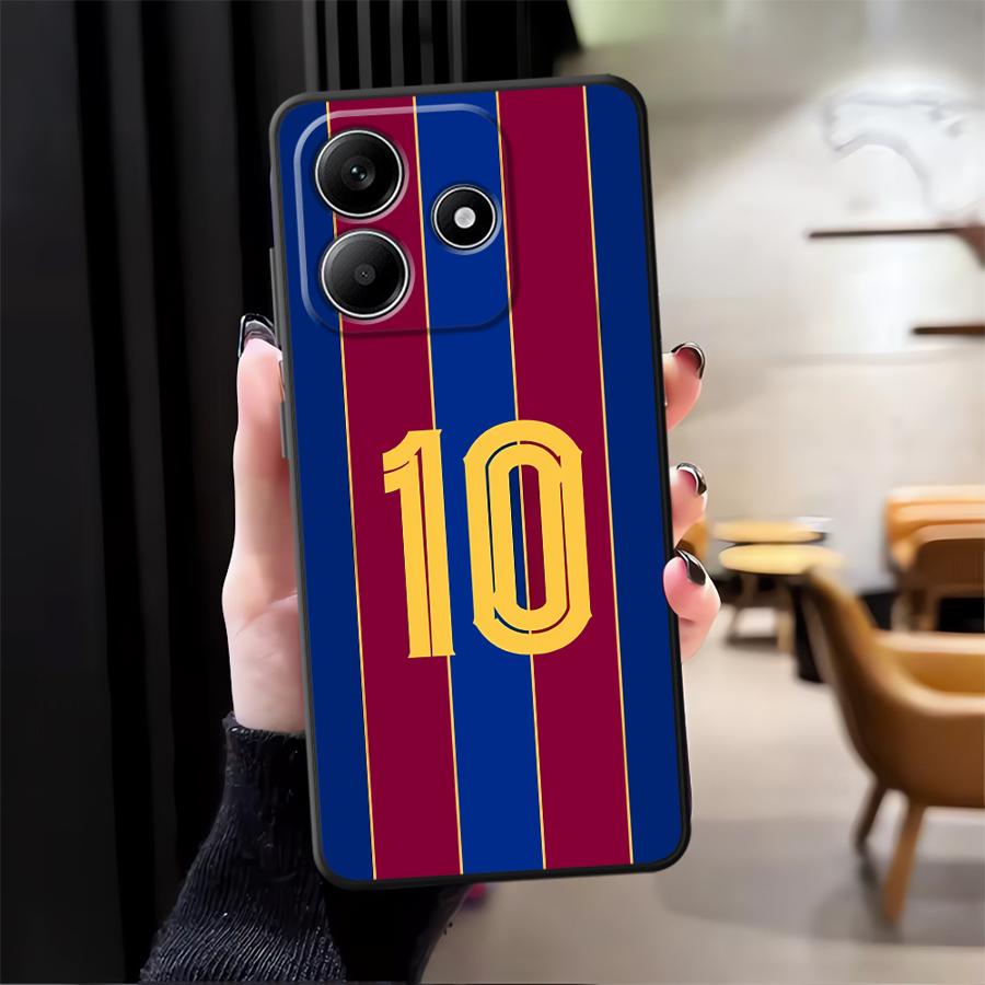 Fußball SuperStar Nummern Hülle für Xiaomi Redmi Note 13 14 Pro Plus 11s 10S 9S 7 8 9 10 11 12 Pro 12s Schwarze Weiche Handyhülle