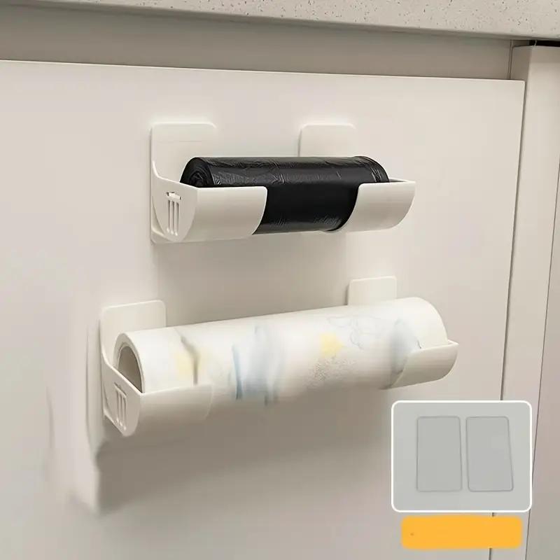 Regulowana Półka Samoprzylepna do Przechowywania w Kuchni, Plastikowa Półka Ścienna do Folii Aluminiowej, Ręczników i Torebek