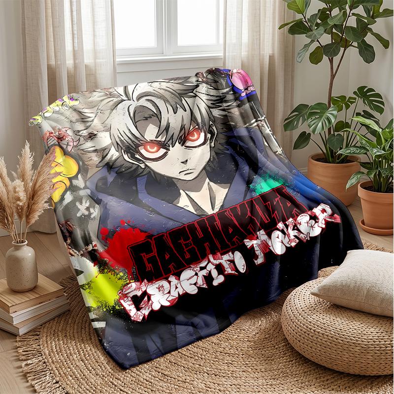 GachiakutaPrinted Flannel Blanket Cozy Skin-Friendly Warm Throw for Couch Bed Indoor Daily Use